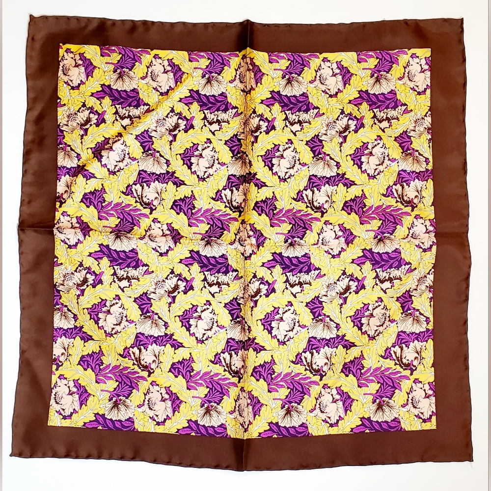 Vintage Floral 100% Silk Hand Rolled Pocket Square